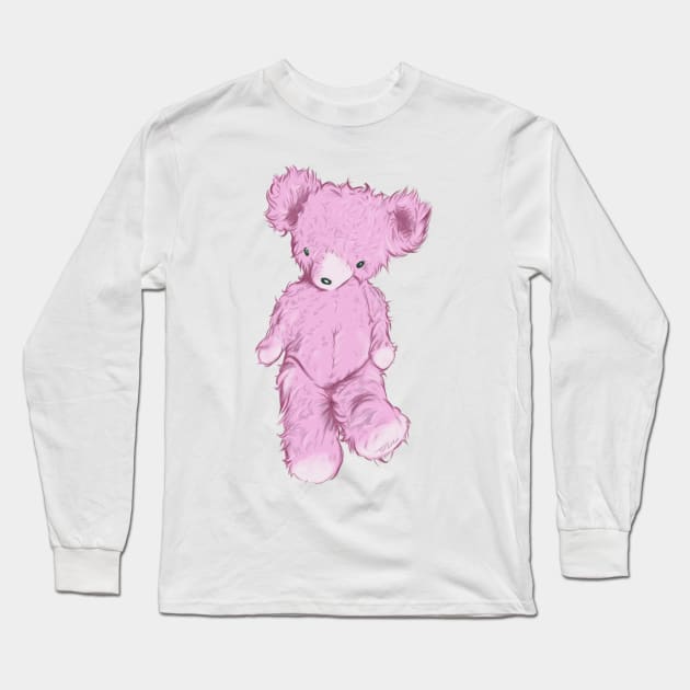 Pink Teddy Bear Long Sleeve T-Shirt by So Red The Poppy